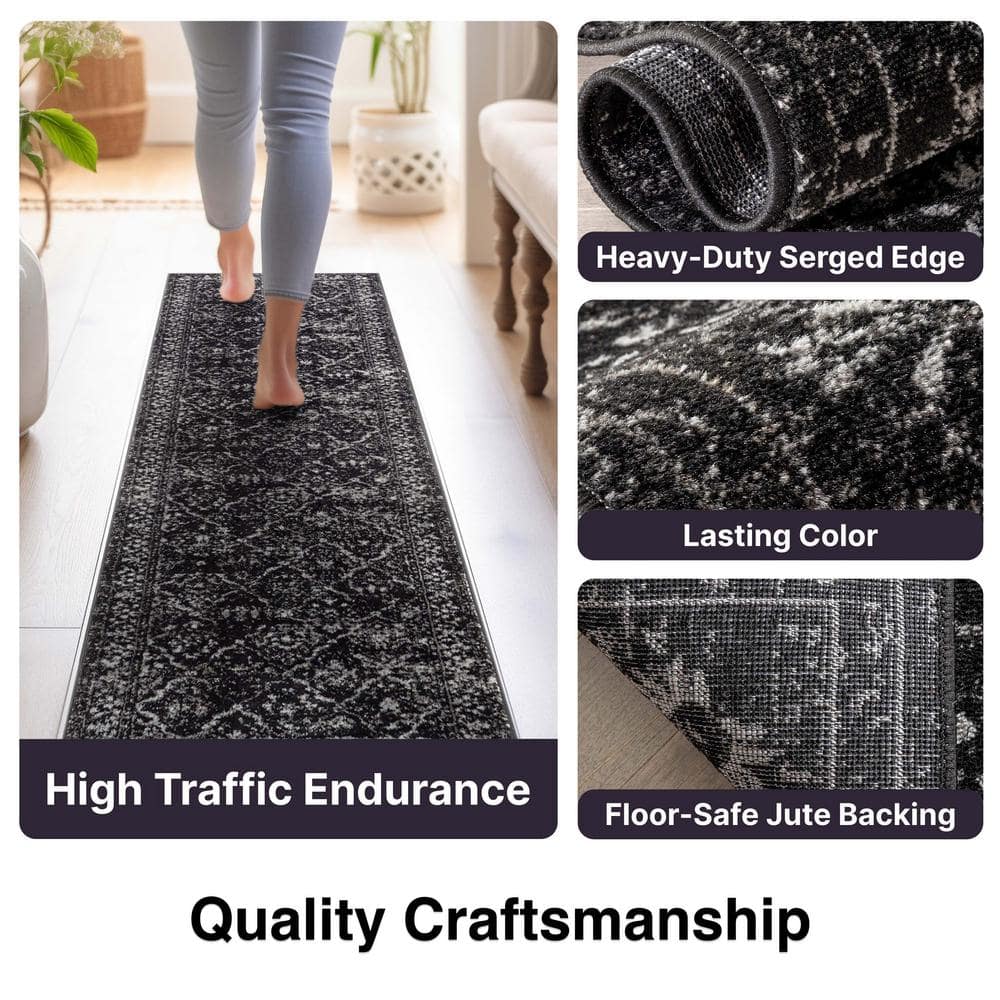 Zazzle Vintage Modern 5' x 7' Black Synthetic Area Rug