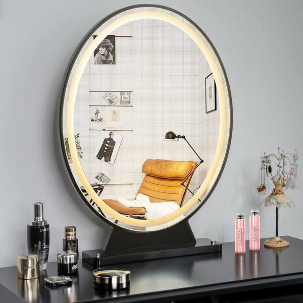 LVSOMT 20 Vanity Makeup Mirror with Lights, 3 Color Lighting Dimmable LED  Mirror, Touch Control, 360°Rotation, High-Definition Large Round Lighted Up