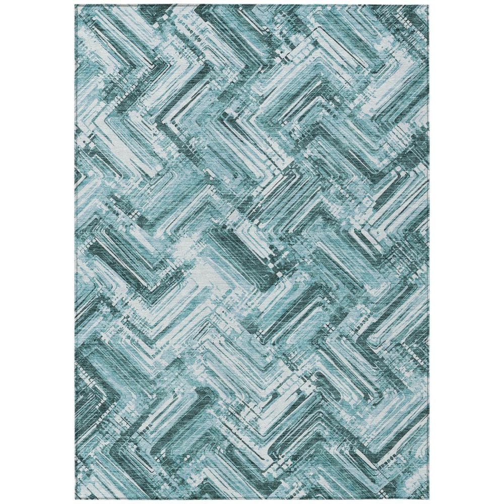 HomeRoots Teal Blue, Aqua, Ivory 3 ft. x 5 ft. Woven Geometric ...