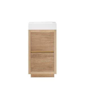 Palencia 18 in. W x 18 in. D x 33.9 in. H Bath Vanity in North American Oak with White Composite Integral Sink and Top