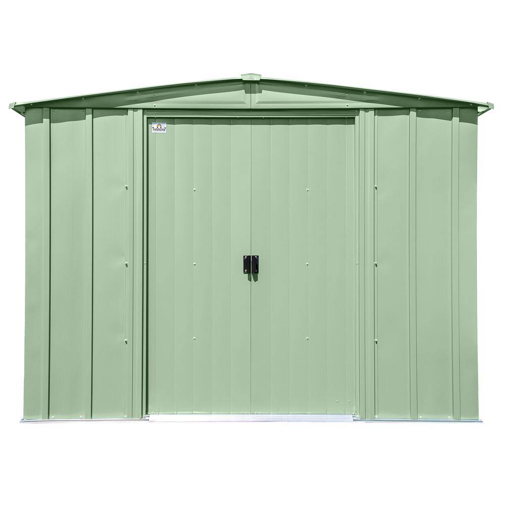 Sage Green 8x6 Galvanized Steel Peak Roof Storage Shed
