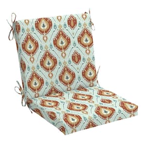 19 in x 20 in Rectangular Outdoor Mid Back Dining Chair Cushion in Noonan Seabreeze