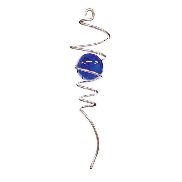 Iron Stop Nickel Spiral Tail with Blue Ball Wind Spinner Accessory-DISCONTINUED