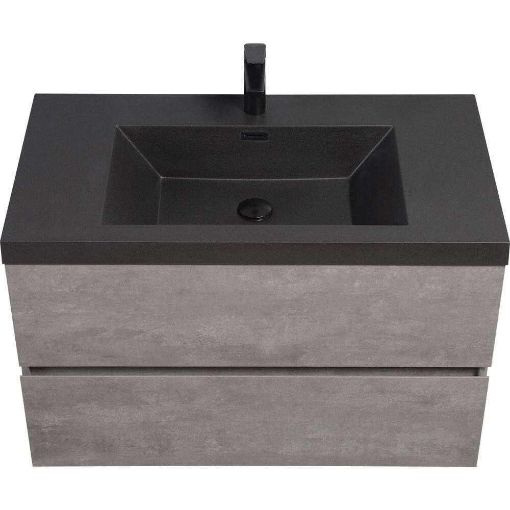 35.43 in. Single Sink Floating Gray Bath Vanity with White Quartz Top Assembled price history on PriceWatchPro