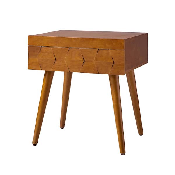 JAYDEN CREATION Edelmira 22 in Acorn MDF Hexagon End Table