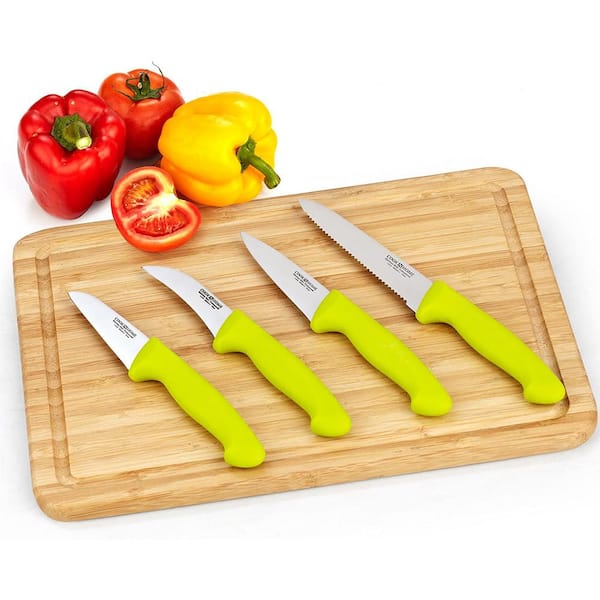  Cook N Home Paring Knife Set 4-Piece, High Carbon German  Stainless Steel Kitchen Knives, Includes-Utility, Paring, Vegetable,  Peeling Knife, Ergonomic Handle, Green : Home & Kitchen