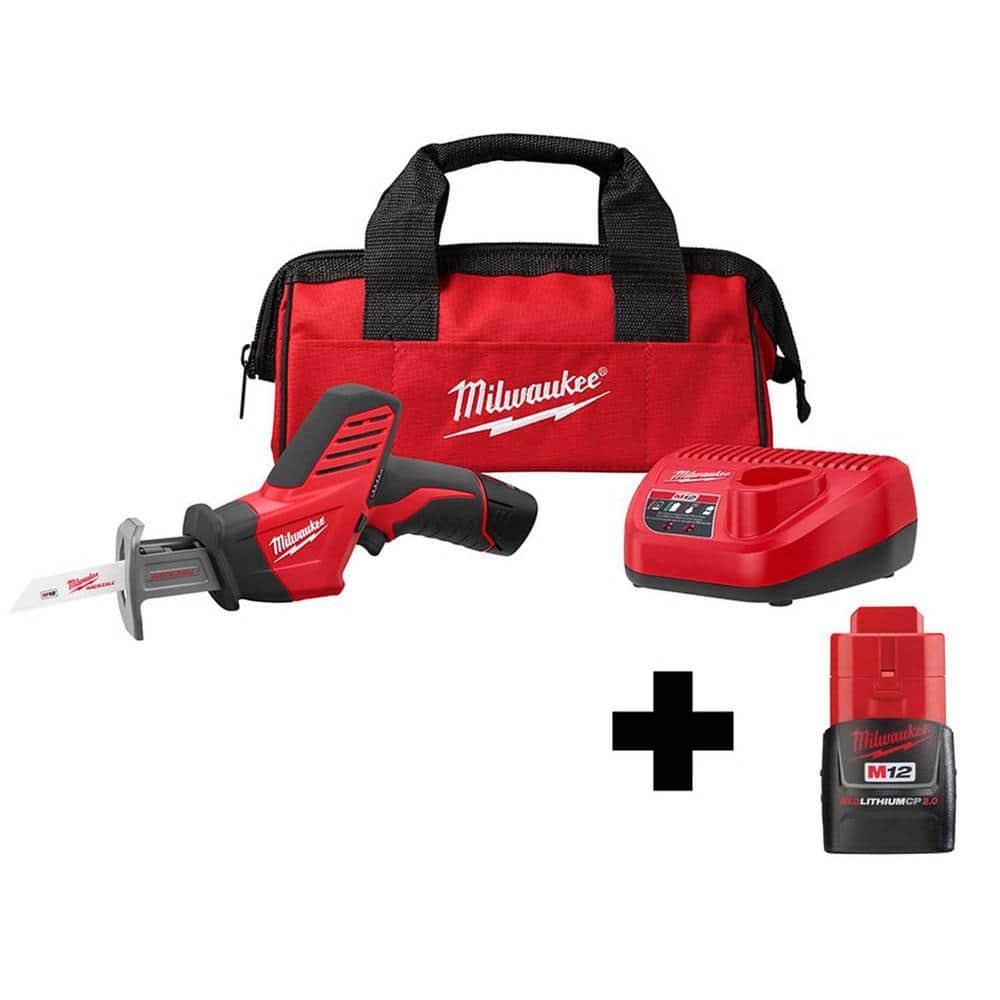 Milwaukee M12 12V Lithium-Ion Cordless HACKZALL Reciprocating Saw Kit with  M12 2.0Ah Battery 2420-21-48-11-2420 The Home Depot
