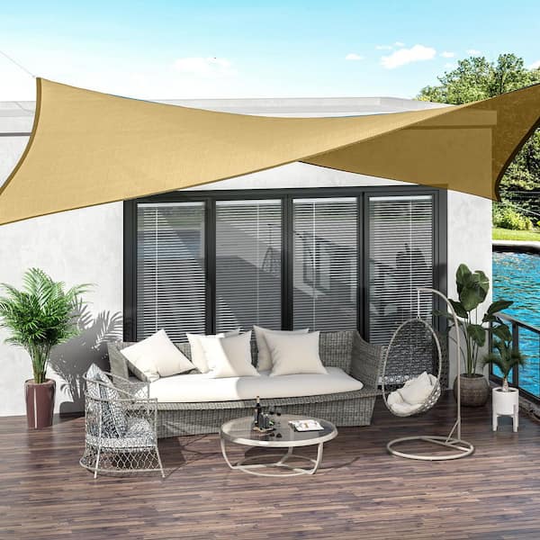 Otryad 13 ft. x 20 ft. Light Sand Rectangle Sun Shade Sail