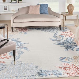 Seaside Ivory/Multi 8 ft. x 10 ft. Nature-Inspired Contemporary Area Rug