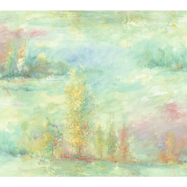 Seabrook Designs Tree Line Metallic Gold, Teal, and Rust Paper Strippable Roll (Covers 60.75 sq. ft.)