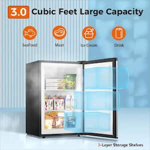 20.5 in. W 3.0 cu. ft. Upright Freezer Manual Defrost in Silver with Adjustable Temperature Controls