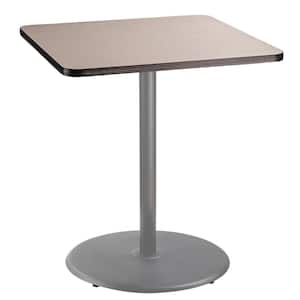 36 in. Square CT Series Gray Laminate Composite Wood Core Top, Grey Steel Column Dining Table, 42 in. Height (Seats 4)