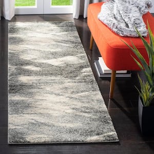 Retro Gray/Ivory 2 ft. x 13 ft. Solid Runner Rug