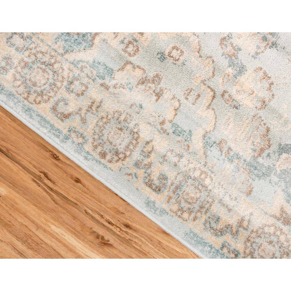 Serene Light Blue Floral Rectangular Easy-Care Rug 7' x 10'