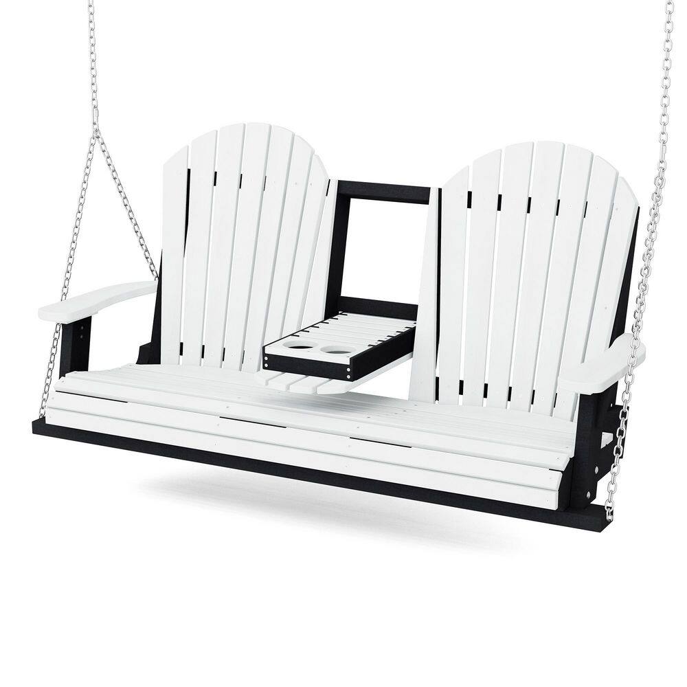 Heritage 2-Person White and Black HDPE Plastic Porch Swing with Console price history on PriceWatchPro