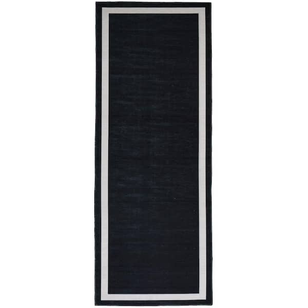 Style Selections 2 x 6 Graphite Grey Indoor Border Machine Washable Runner  Rug in the Rugs department at