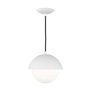 Hyde 1-light Matte White Small Statement Pendant Light with Opal Glass Shade