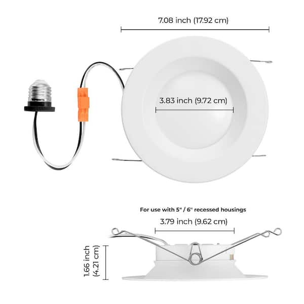 12-Pk 5/6 in. Contractor Series Adjustable CCT Dimmable Integrated LED Retrofit Trim Recessed Light, Kitchen Living Room