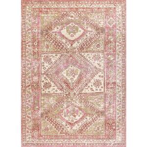 Darija Ornate Geometric Medallion Pink 7 ft. 9 in. x 10 ft. Area Rug