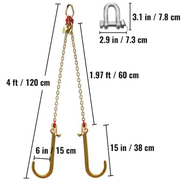 VEVOR J Hook Chain, 5/16 in x 10 ft Bridle Tow Chain, G80 Bridle Transport,  do a barrel roll x10 