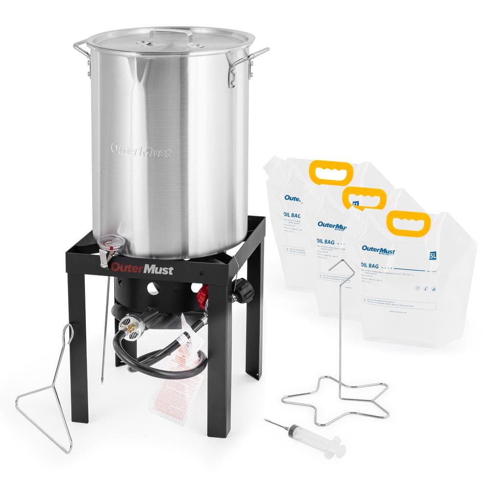  30 qt. Turkey Fryer and Burner Set 50,000 BTU with Oil Bags