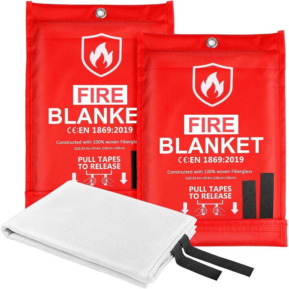 39.4 x 39.4 in. Fiberglass Resistant Emergency Fire Blanket, Flame Suppress