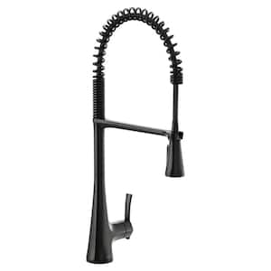 Sinema Single-Handle Pre-Rinse Spring Pulldown Sprayer Kitchen Faucet with Power Clean in Matte Black