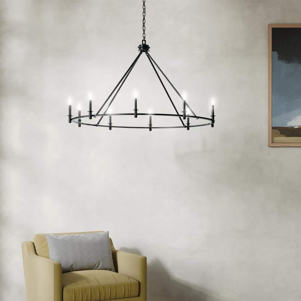 Carrick 54.25 in. 10-Light Black Traditional Candle Circle Chandelier for Dining Room price history on PriceWatchPro