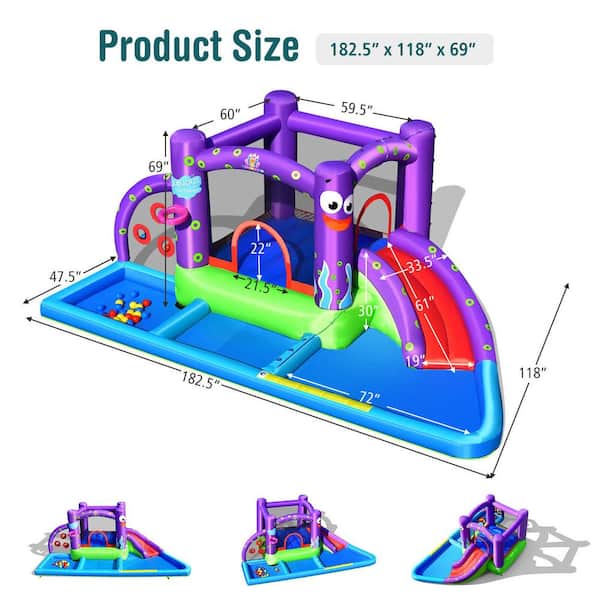 69 Inflatable Blue and Purple Octopus Above Ground Childrens Swimming Pool 