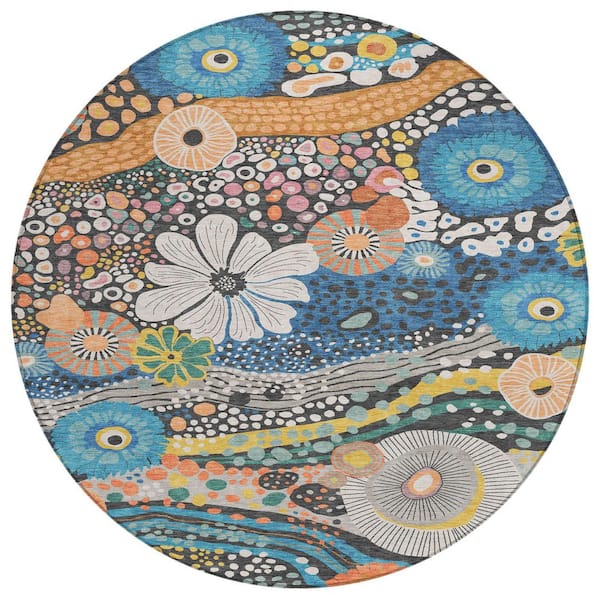 Chantille Machine Washable Indoor/Outdoor Abstract ACN2498 Granite 8 ft. x 8 ft. Area Rug