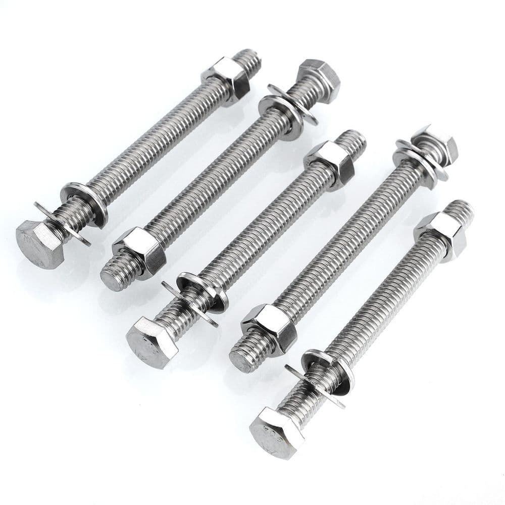 3/8 in. 16 x 4 in. Stainless Steel Uncoated Hex Bolt with Nut Washer and Lock Washer (5-Pack) price history on PriceWatchPro