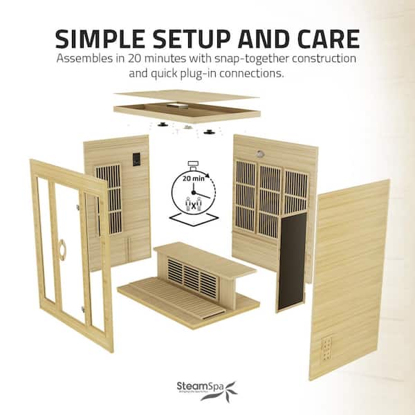 SaunaSpa 3-Person Indoor Hemlock Wood FAR Infrared Sauna with Low