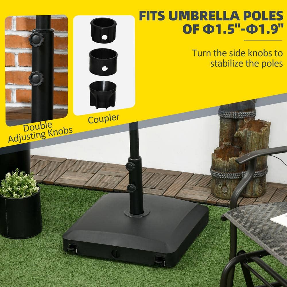 Black Metal Wheeled Patio Umbrella Base Stand