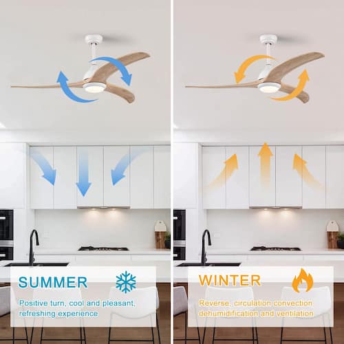 Ceiling Fan 52 in. Width in. Smart Indoor/Outdoor White Low Profile Ceiling Fan with Color Adjustable LED With Remote Ceiling Fans