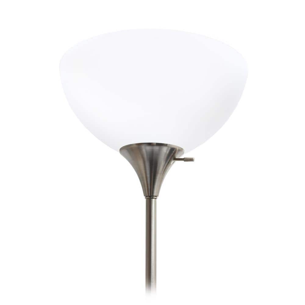 Elegant Brushed Nickel Floor Lamp with Adjustable Reading Light, White Shade