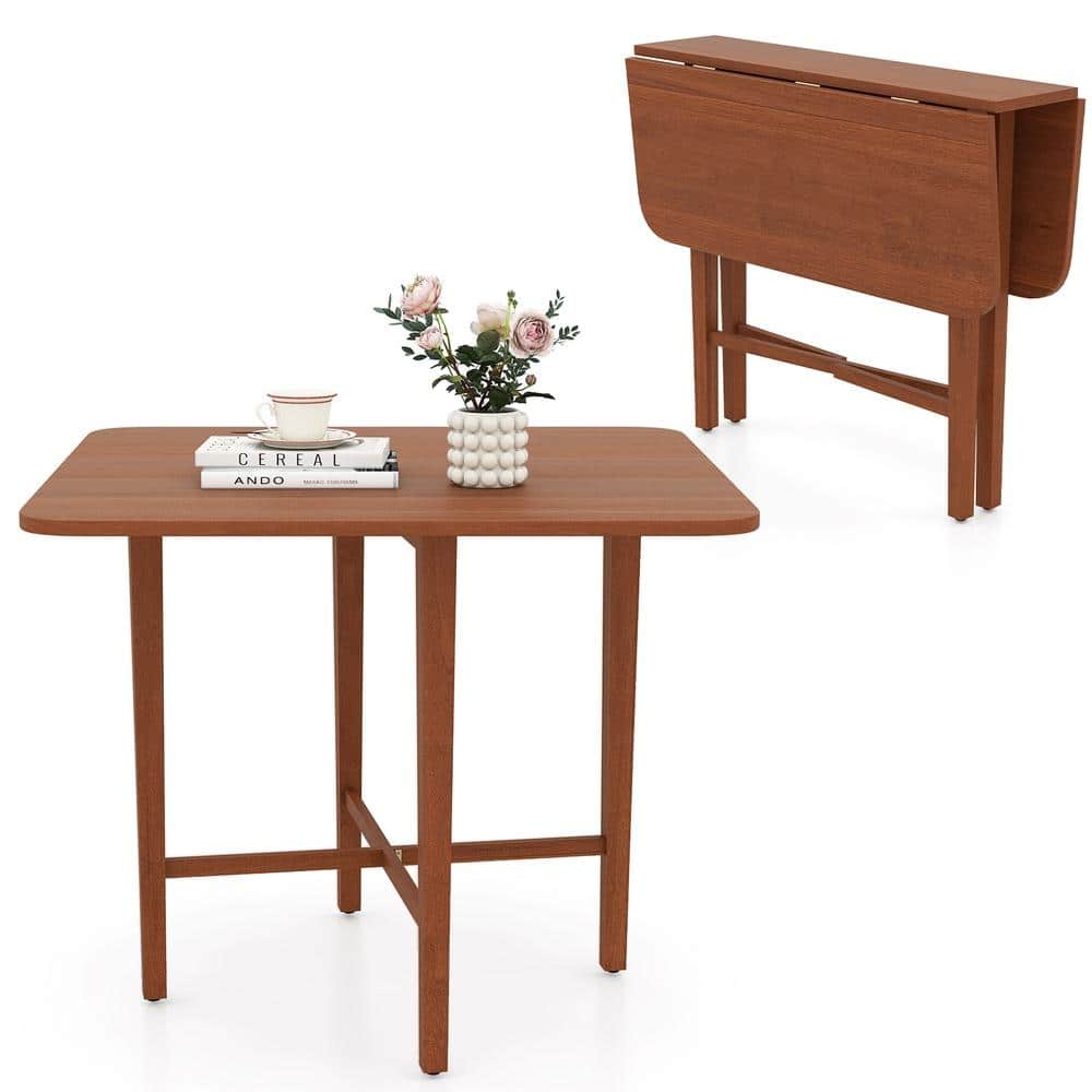 Compact Folding Rectangular Dining Table 36 in, Mdf Drop-Leaf Top, Apartment Kitchen Table