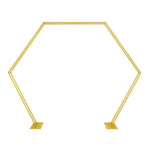 86.61 in. x 98.42 in. Gold Hexagon Backdrop Flower Stand Arbor