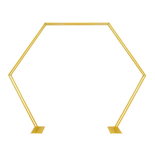 YIYIBYUS 86.61 in. x 98.42 in. Gold Hexagon Backdrop Flower Stand Arbor