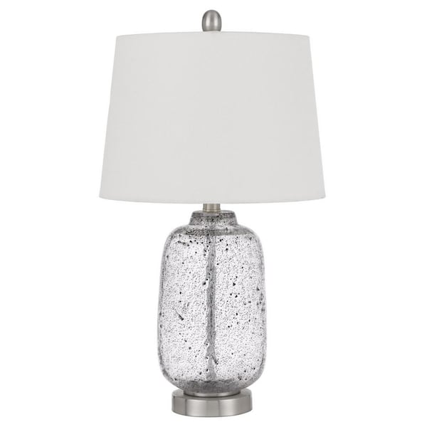 HomeRoots 24 in. Nickel Metal Table Lamp with White Empire Shade