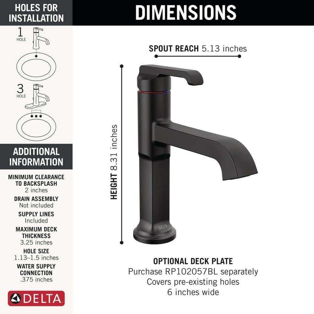Tetra Matte Black Single Handle Bathroom Faucet