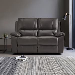 Orina 57.5 in. W Brown Faux Leather Double Manual Reclining Loveseat