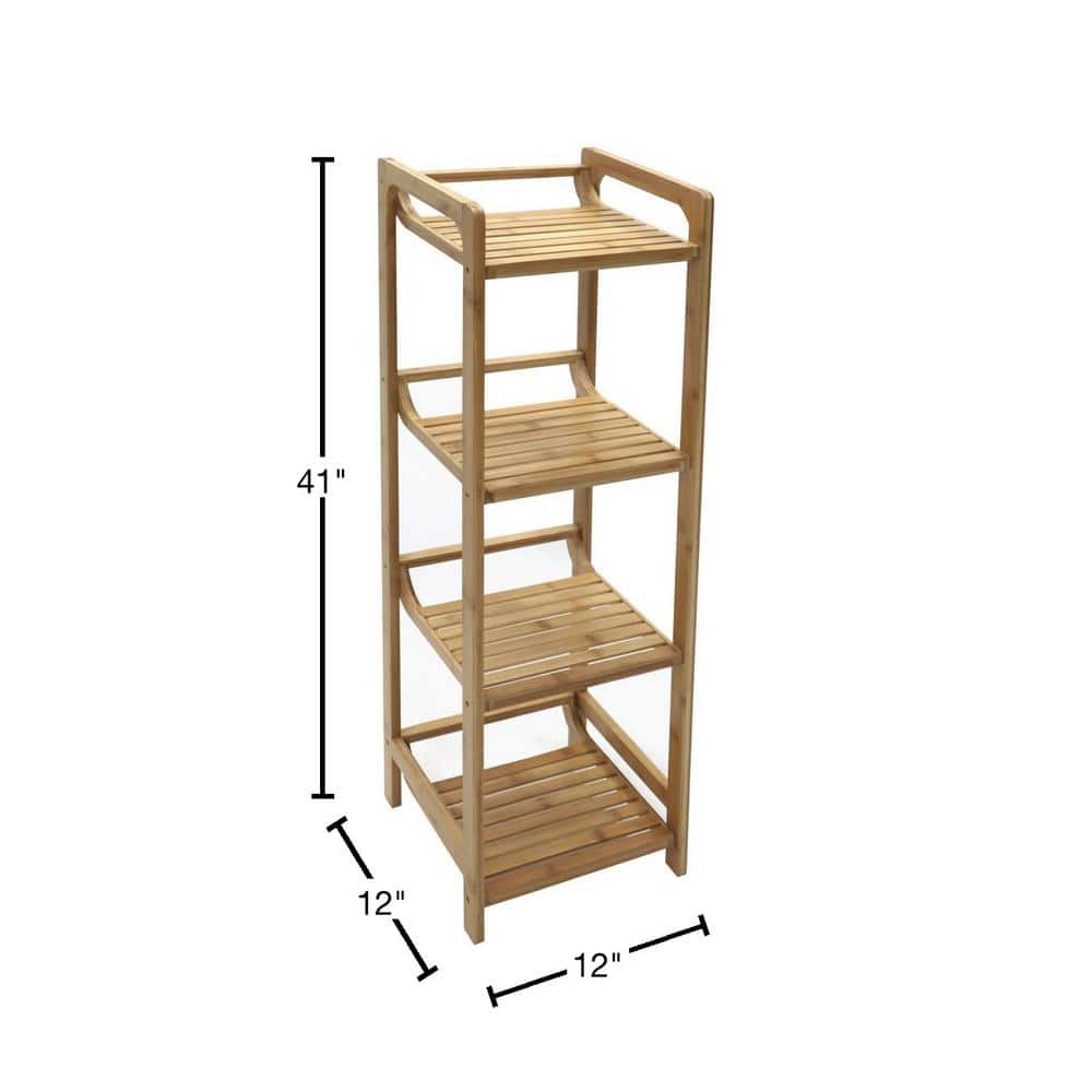 Bamboo Light Wood 4-Tier Ventilated Shelf Unit