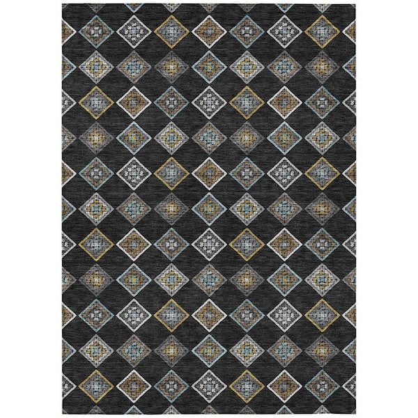 Chantille Machine Washable Indoor/Outdoor Abstract ACN2624 Black 10 ft. x 14 ft. Area Rug
