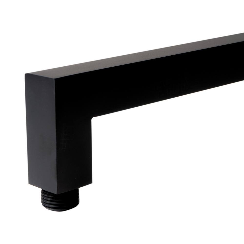 Black Matte 20" Square Wall Shower Arm