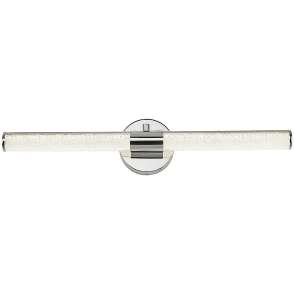 pasentel 24 in. 1-Light Chrome Modern LED Bathroom Vanity Light Bar with Acrylic Shade