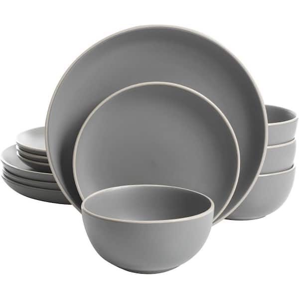 Aoibox 12-Piece Modern Matte Gray Stoneware Dinnerware Set (Service for 4)