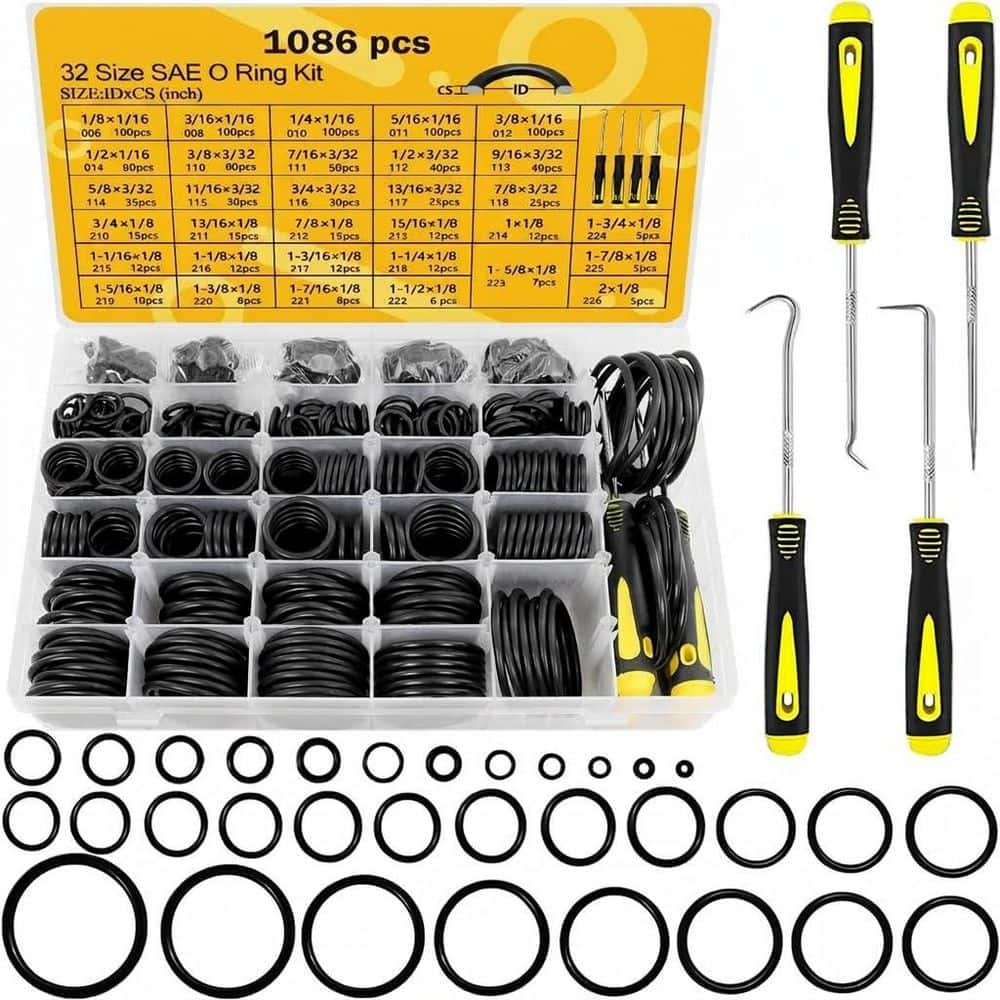 1086 pcs O-Rings Assortment Kit with 4 Pick and Hook Tools, 32 Sizes SAE Buna-N, Leak-Proof for Hydraulic, Automotive price history on PriceWatchPro