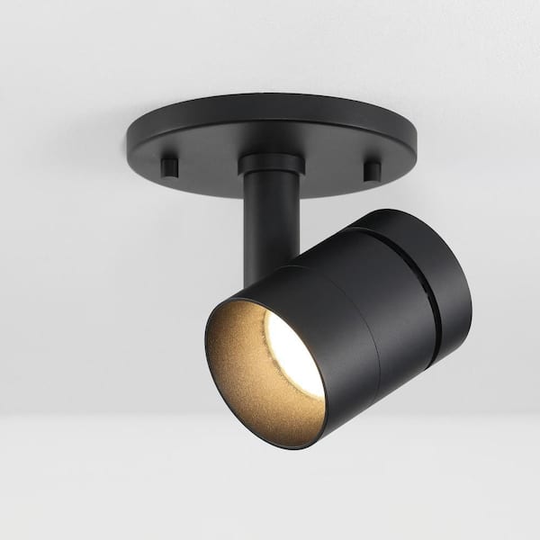 Parry Matte Black Adjustable Spot Light, Integrated LED Bulb, Fixed Track Cylinder Spotlight, 3000k, 1370 Lumens