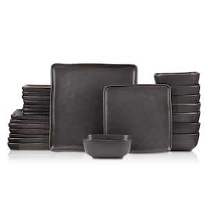 Jonny Collection 24-Piece Brown Stoneware Square Dinnerware Set (Service for 8)