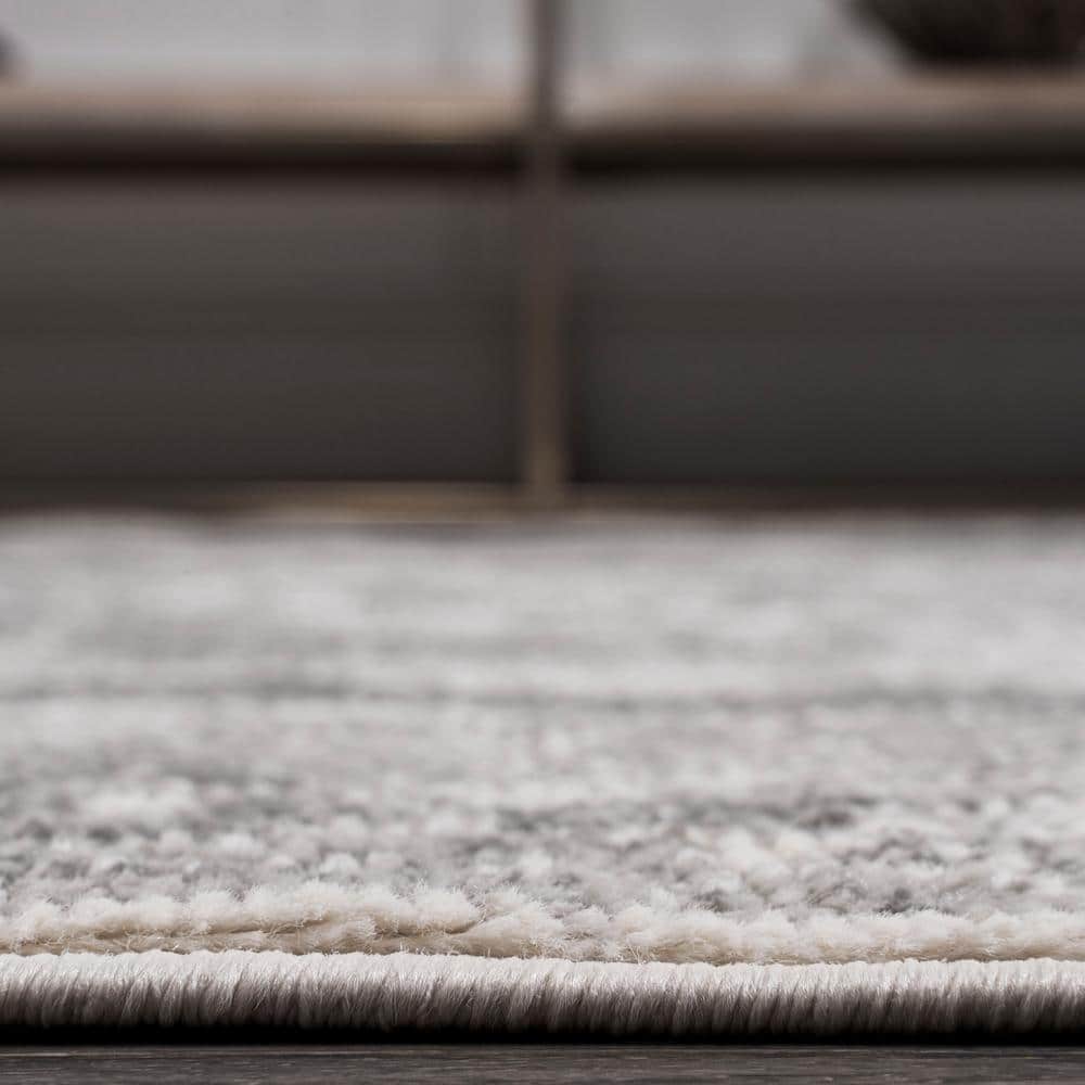 Rosalia Gray and Dark Gray Synthetic 2'3" x 10' Runner Rug